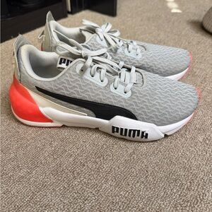 Puma Gray Sneakers with Red Highlights